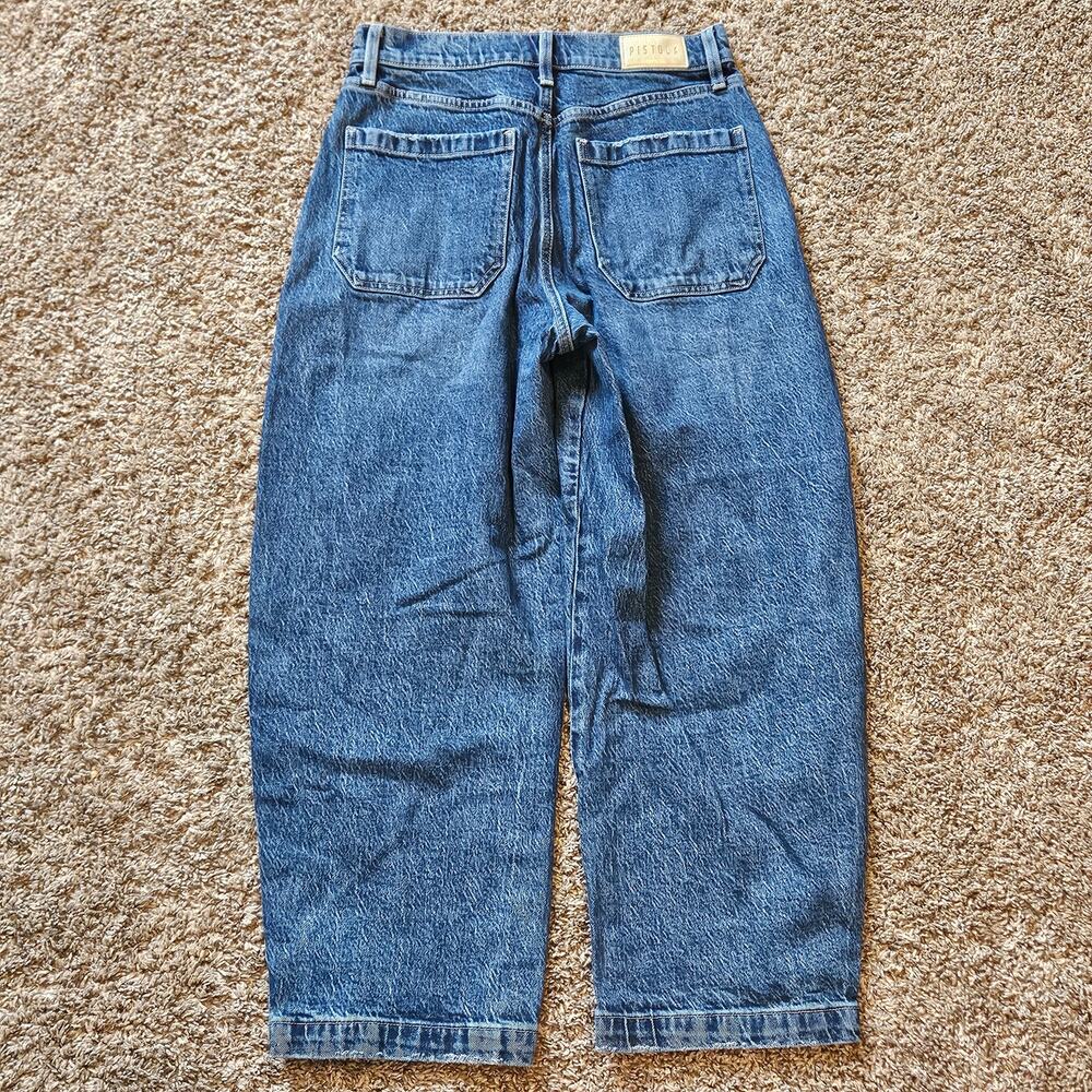 Pistola Barrel Leg Jeans Women 28 Blue High Rise Utility Denim Relaxed‎ Fit - Picture 7 of 12
